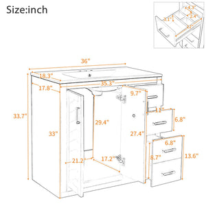 Bathroom Vanity With Sink Combo, Storage Cabinet