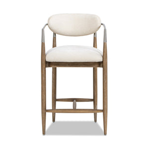 Artemis 26' Mixed Material Upholstered Counter Stool, Warm White Chenille
