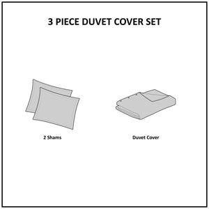 King/Cal King Cotton Printed Duvet Cover Set with Chenille