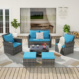 Antigua 6-Piece Handwoven Rattan Outdoor Seating Ensemble