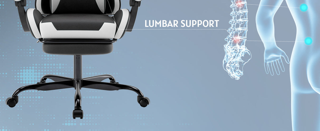 Ergonomic Gaming Chair with Footrest and Lumbar Support