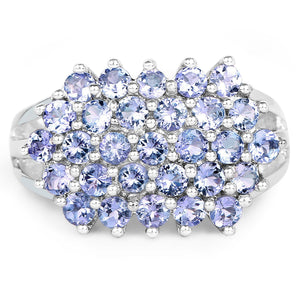 2.03 Carat Genuine Tanzanite .925 Sterling Silver Ring