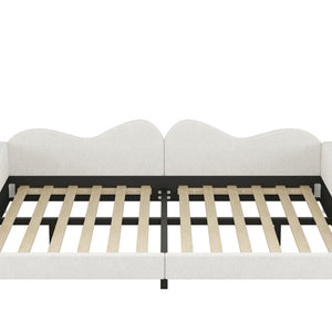 Upholstered Daybed, Sherpa Fabric Sofabed With Cloud-Shaped Backrest
