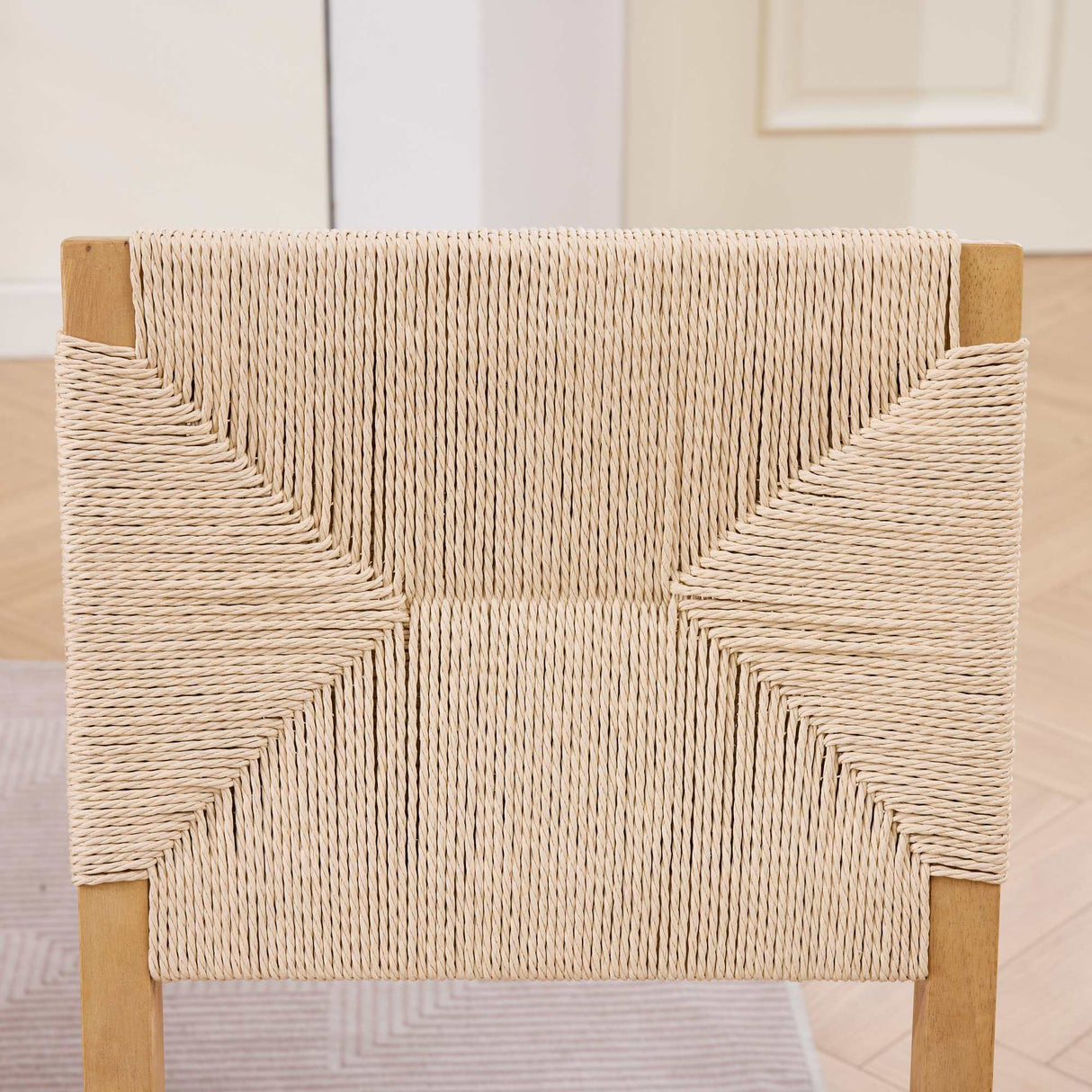 Mid-Century Modern Rope Rattan Dining Chairs Set of 2
