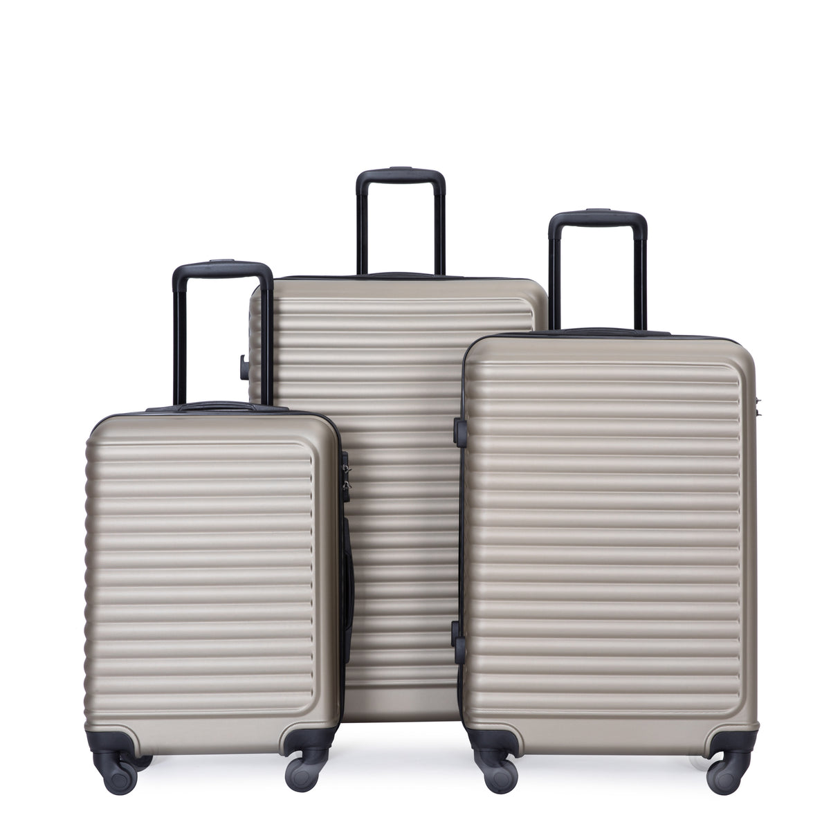 3 Piece Luggage Set ABS Lightweight Suitcase with TSA Lock-Gold