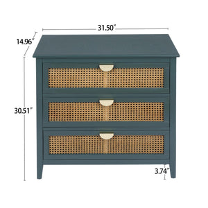 3 Drawer Cabinet Natural Rattan