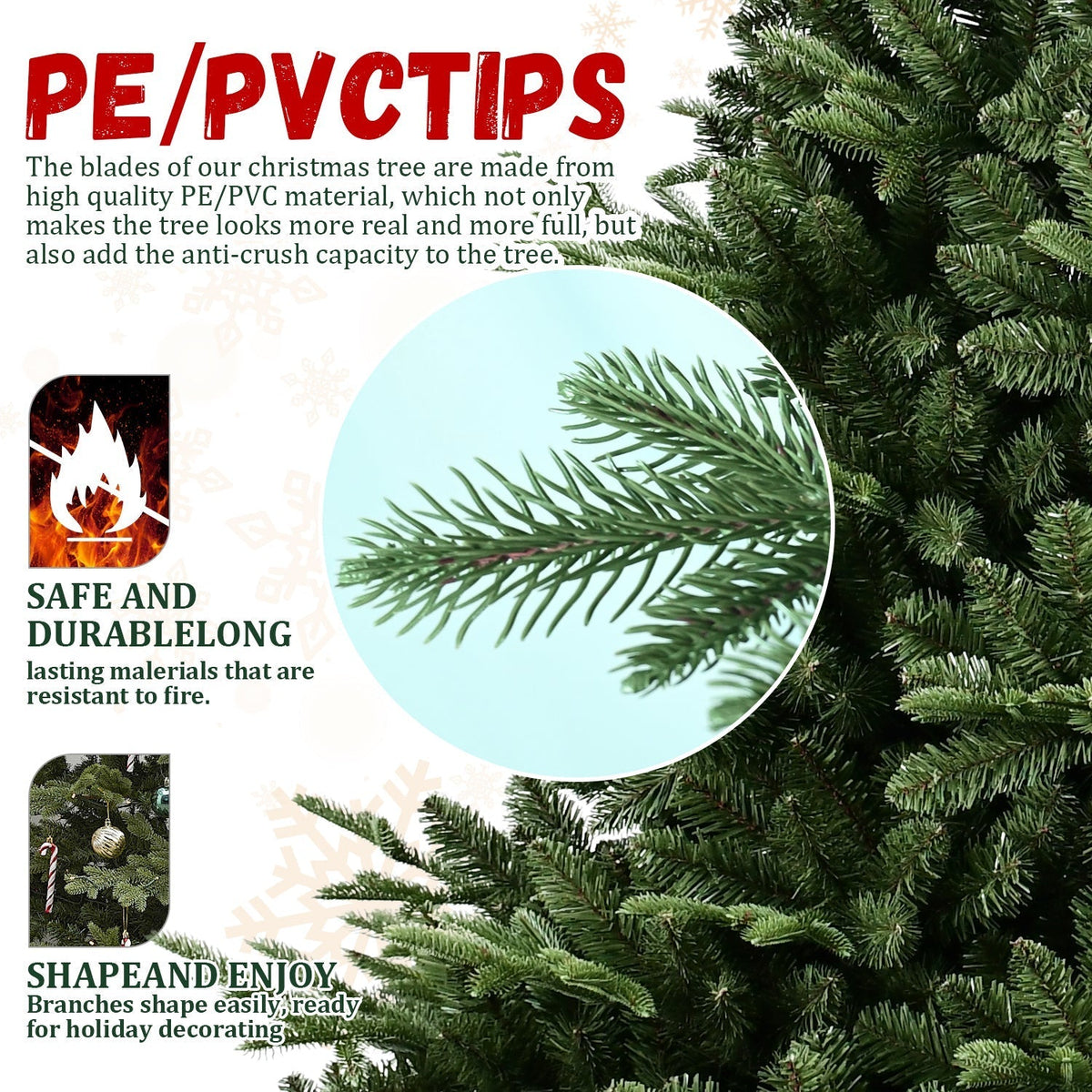 Full-Shaped 6 Ft Christmas Tree with 1673 PE/PVC Tips - Green