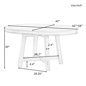 Gia - Round Extendable Dining Table With 16" Leaf Wood