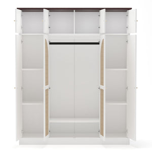 8 Door Armoire Wardrobe With Adjustable Shelves And Hanging Rod