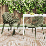 Patio Dining Chairs Stackable Chairs with Breathable Design (Set of 2)