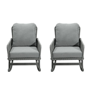 Contemporary Minimalist Wicker Rocking Chair With Soft Cushions And Durable Wooden Frame