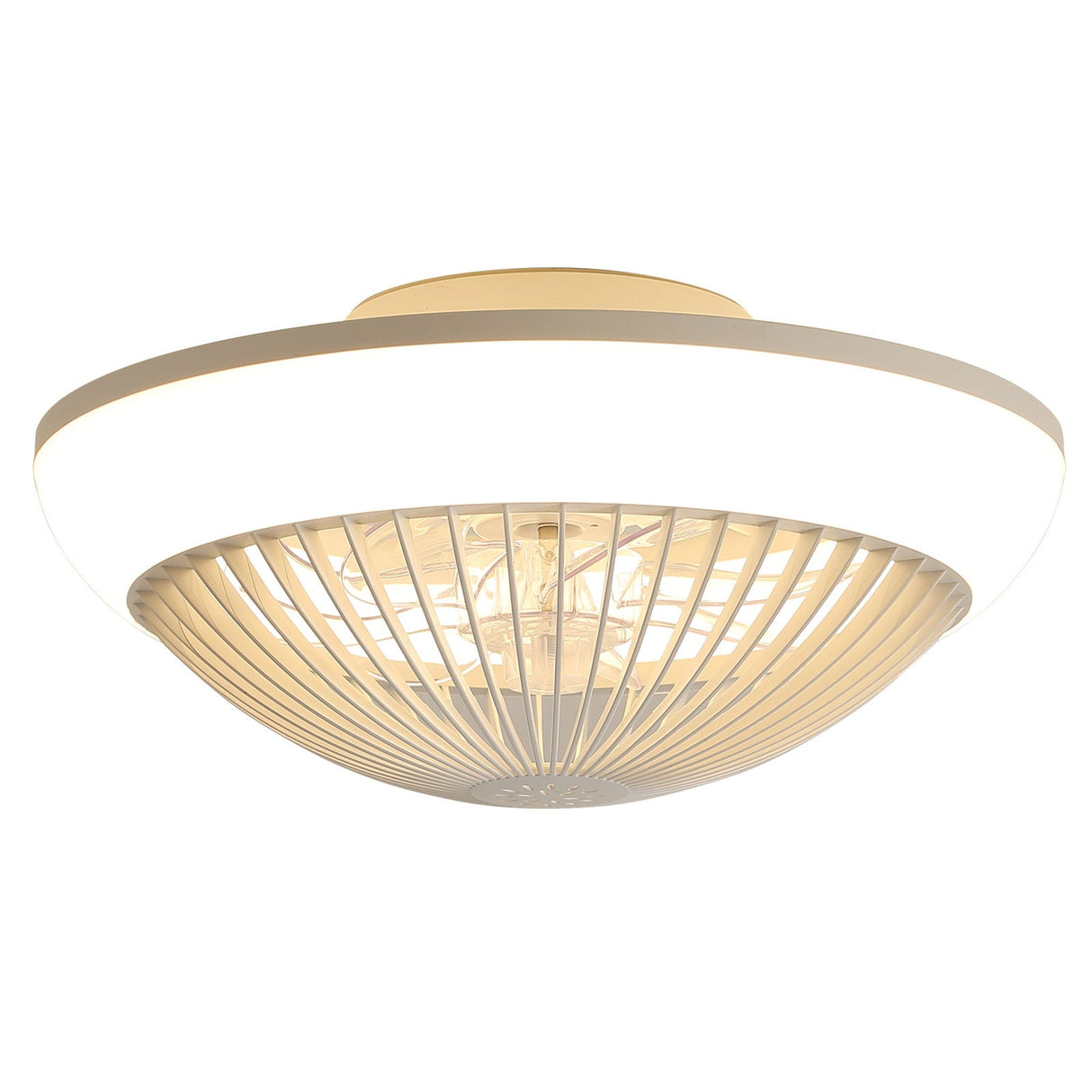 RGB Dimmable LED Enclosed Ceiling Fan with Remote Control - White