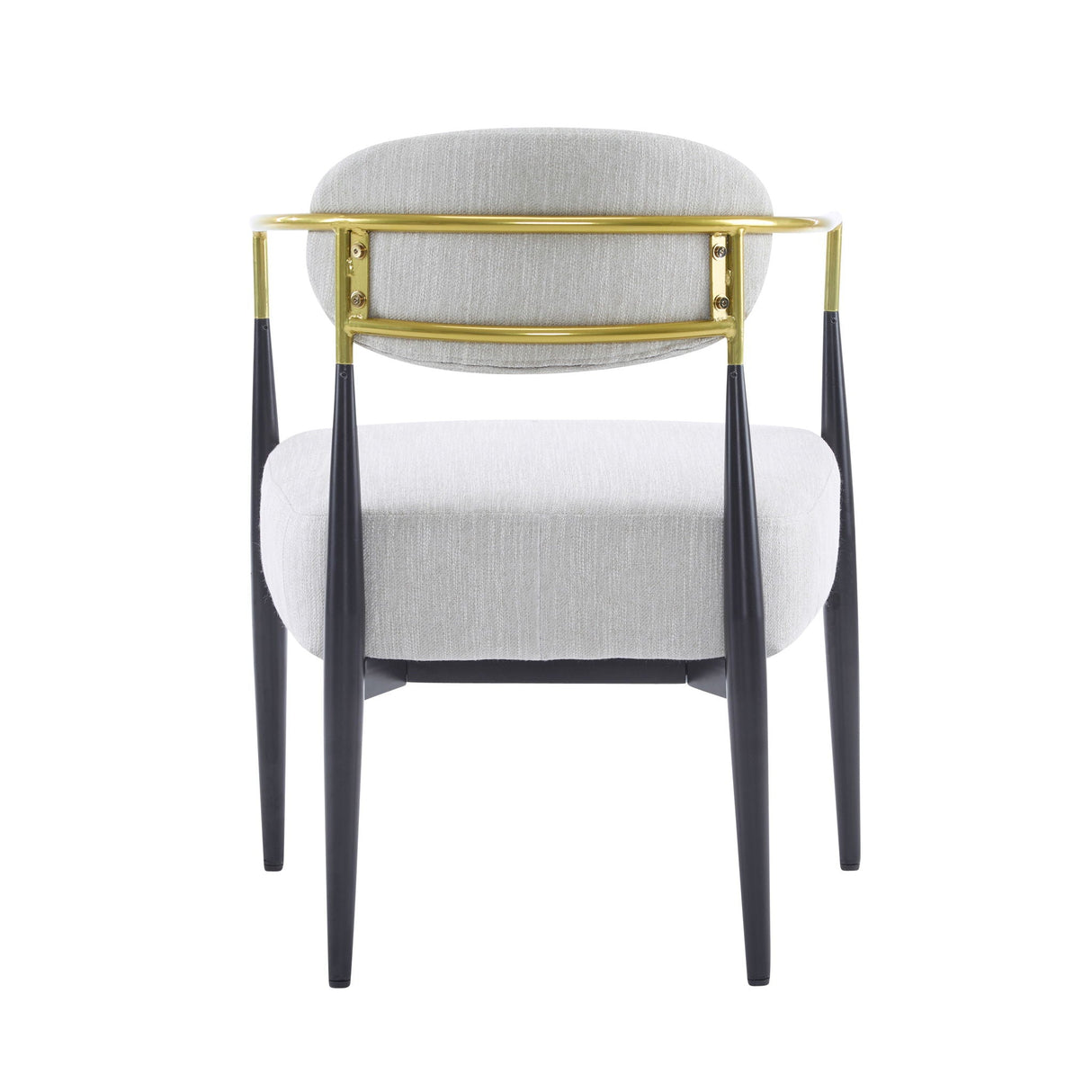 Mid Century Modern Upholstered Accent Armchair With Tapered Legs - Beige / Black / Gold