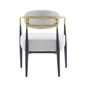 Mid Century Modern Upholstered Accent Armchair With Tapered Legs - Beige / Black / Gold