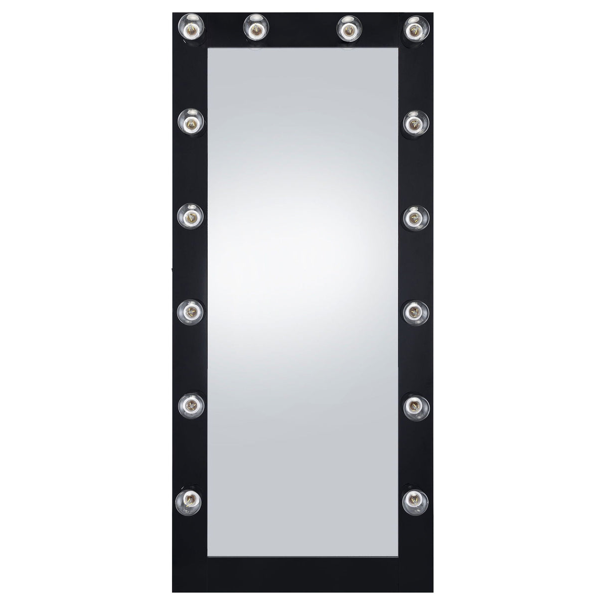 Zayan 32 x 71 Inch Floor Mirror LED Lighting Black Gloss