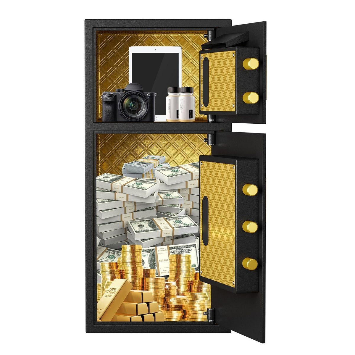 Large Double Door Coin Operated Safe, Digital Security Safe With Fireproof And Waterproof Bag