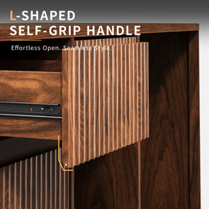 51" Fluted Bar Cabinet with Fridge Space and Wine Glass Rack