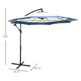 Outsunny 10FT Cantilever Umbrella with Crank and Cross Base