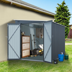 6x8FT Galvanized Steel Outdoor Storage Shed