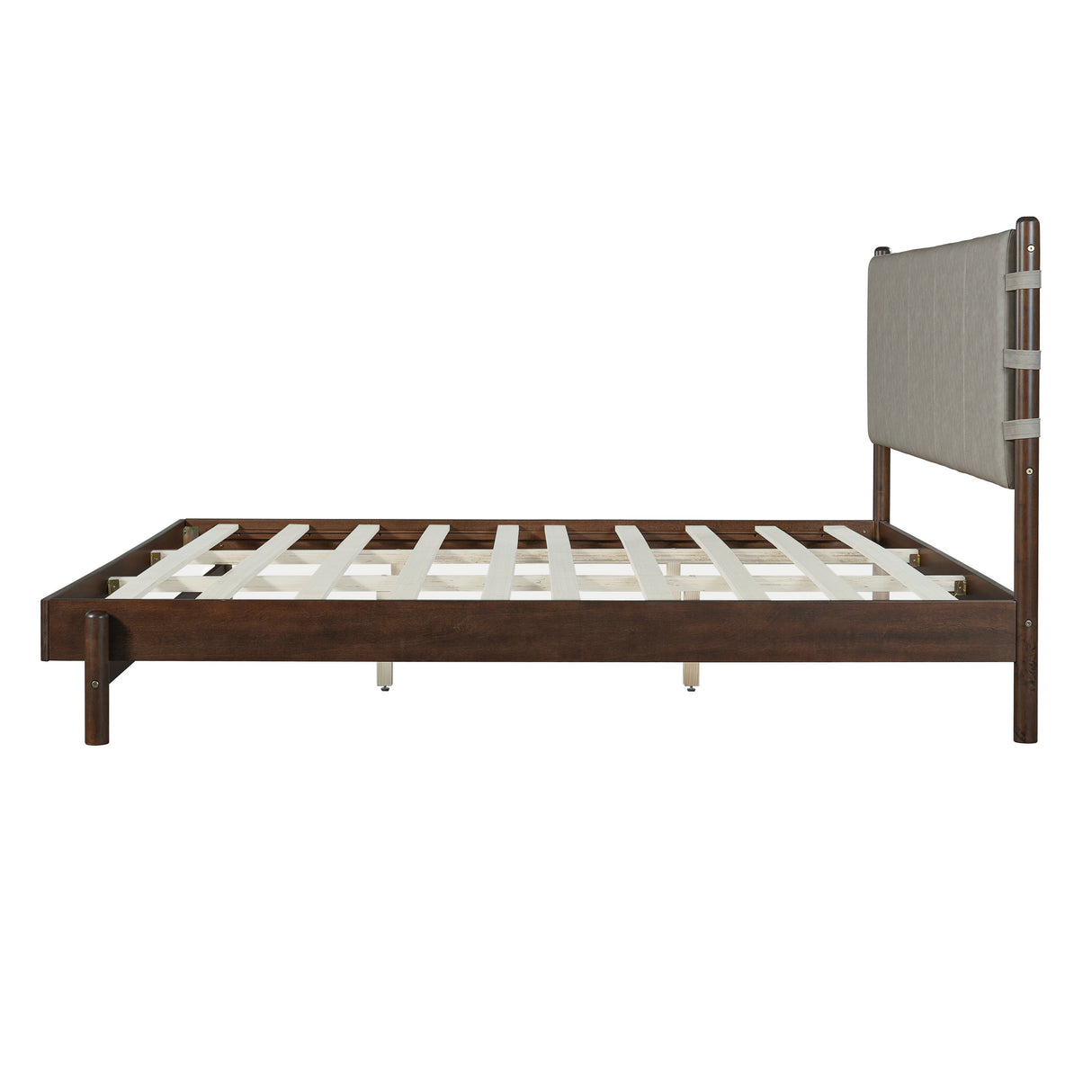 Premium Rubber Wood Platform Bed Frame, King Size with Headboard