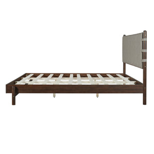 Premium Rubber Wood Platform Bed Frame, King Size with Headboard