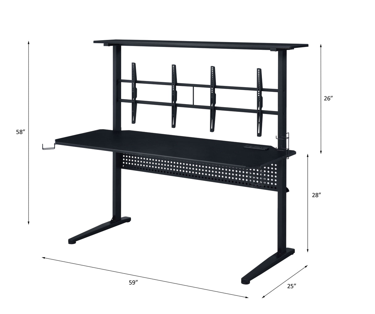 Canzi - Gaming Desk With USB - Black
