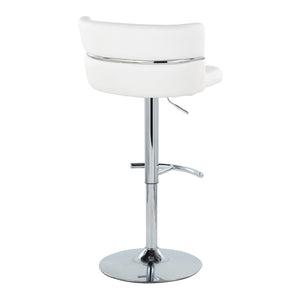 Cinch - Contemporary Adjustable Barstool With Swivel With Rounded T Footrest (Set of 2) - Chrome / White