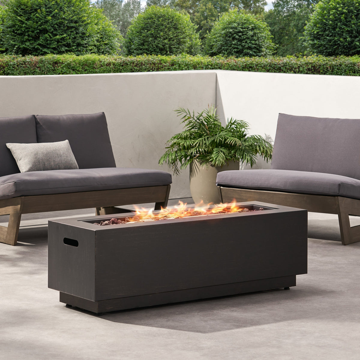 Modern Dark Grey 40" Outdoor Iron Propane Fire Pit