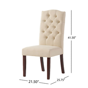Harriet - Tufted Dining Chair Set Modern Farmhouse Style - Ivory Linen