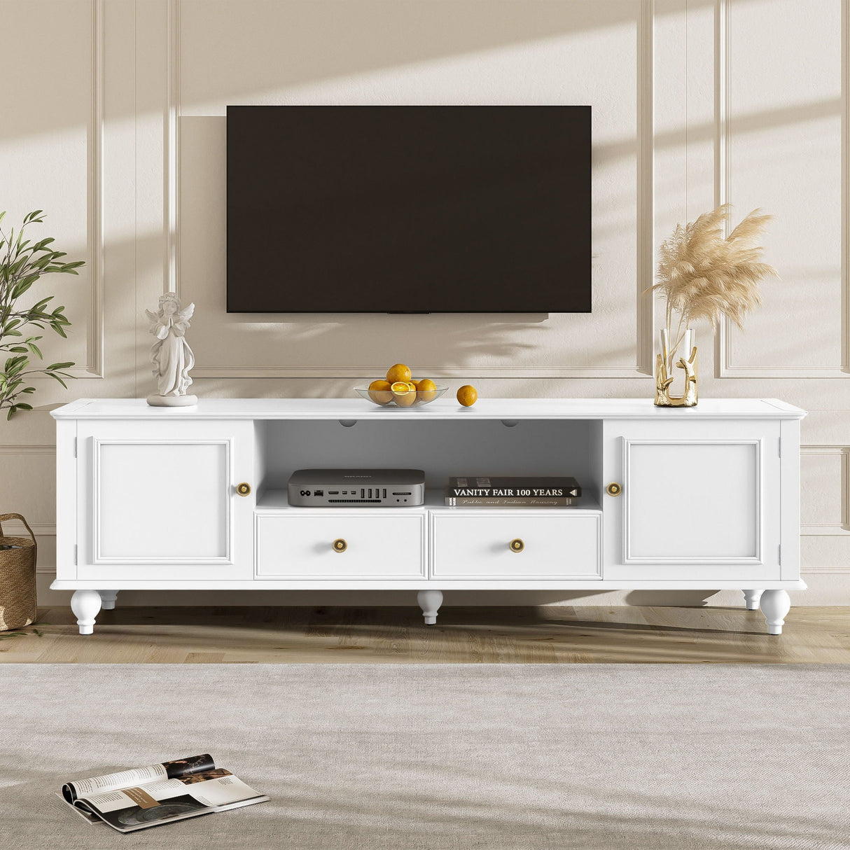 TV Stand for TVs Up to 80" with Open Compartment