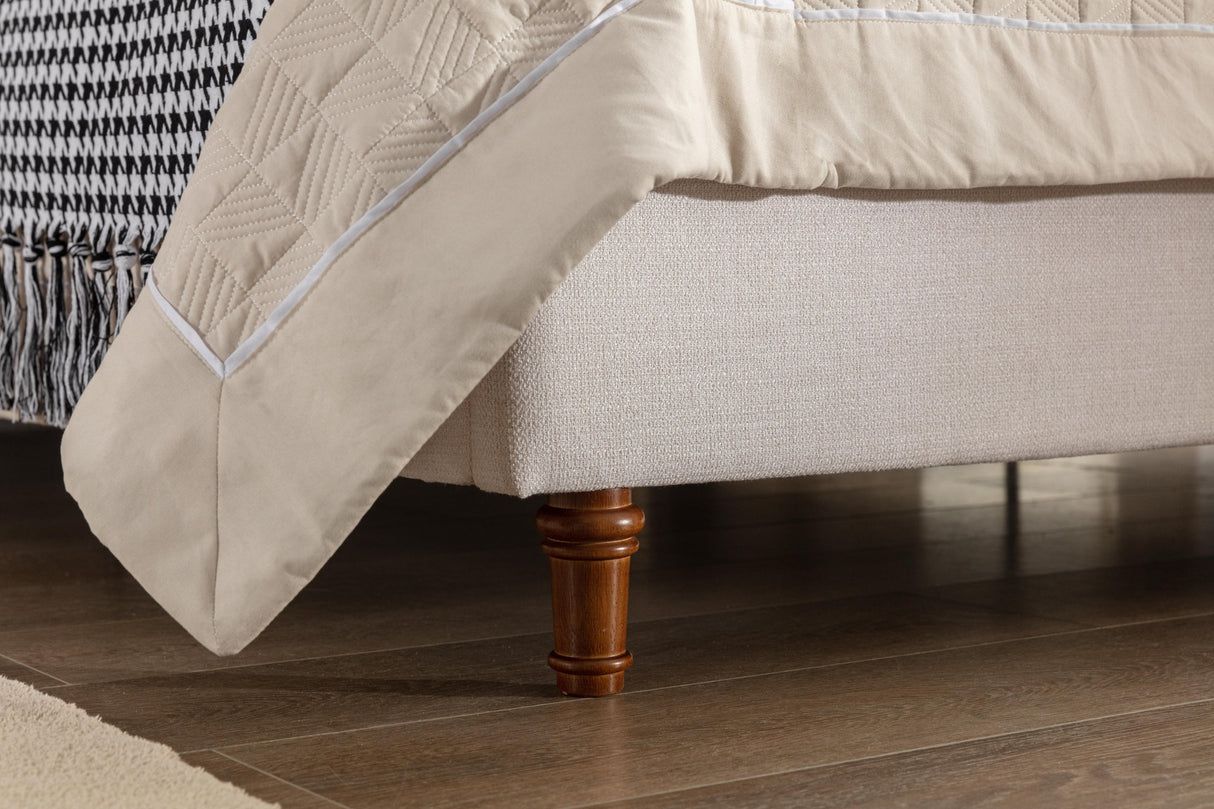 Harper upholstered bed, 54" headboard, textured ivory canvas