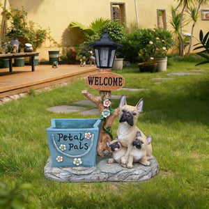 French Bulldog Family Planter Statue