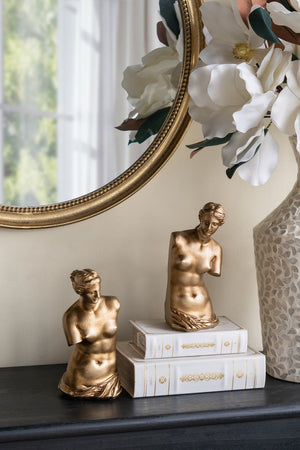 Set of 2 4.5x5x10' Venus de Milo Bust Bookends with Gold Finish