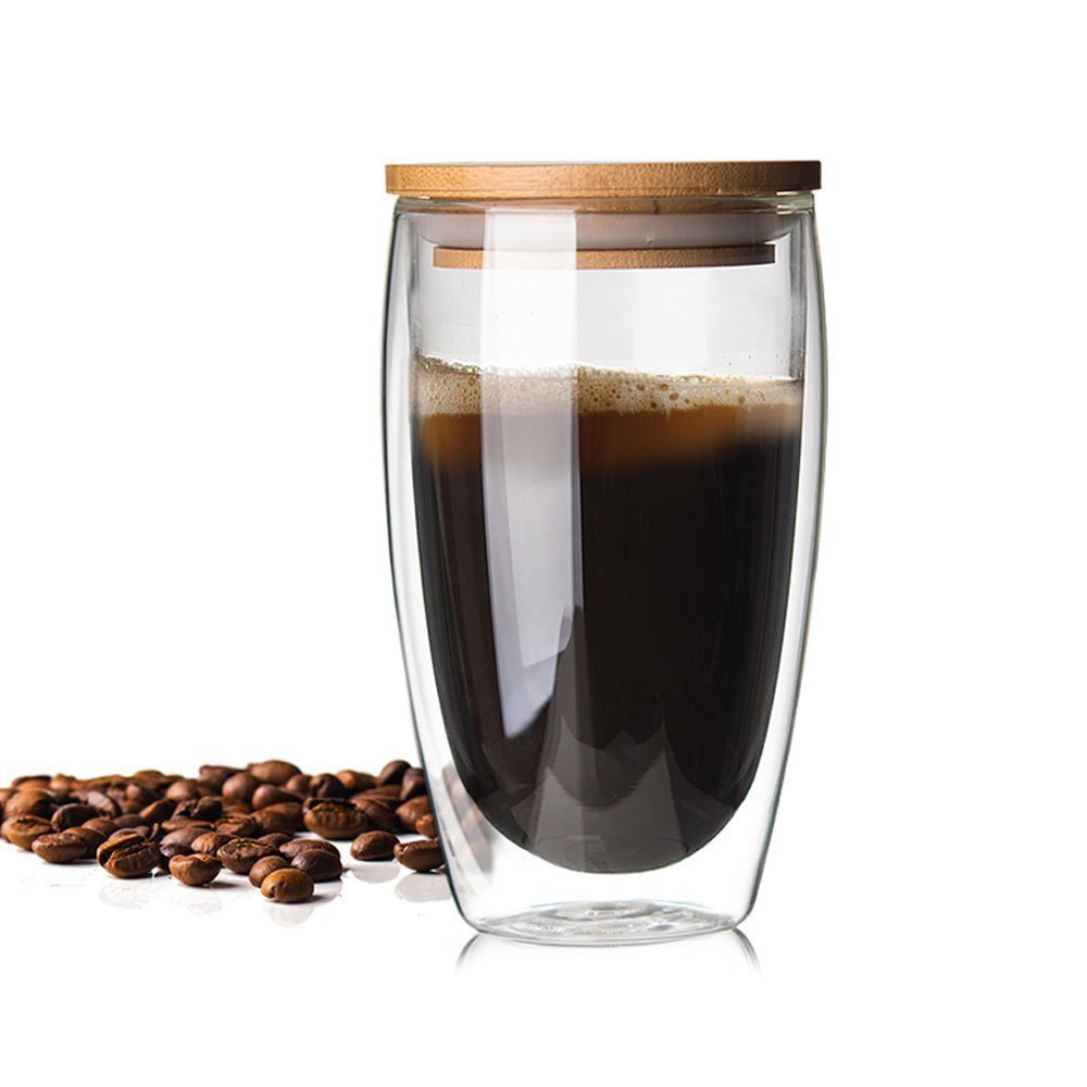 350ml 12oz double walled mug with bamboo lid double-wall glasses with spill proof bamboo lids. perfect for serving tea, coffee, juice, sodas, cocktails, whiskey, scotch, vodka, or your preferred spirit on the rocks.