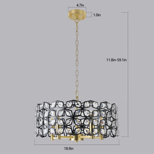 19' Geometric Crystal and BlackGold Round Pendant Chandelier