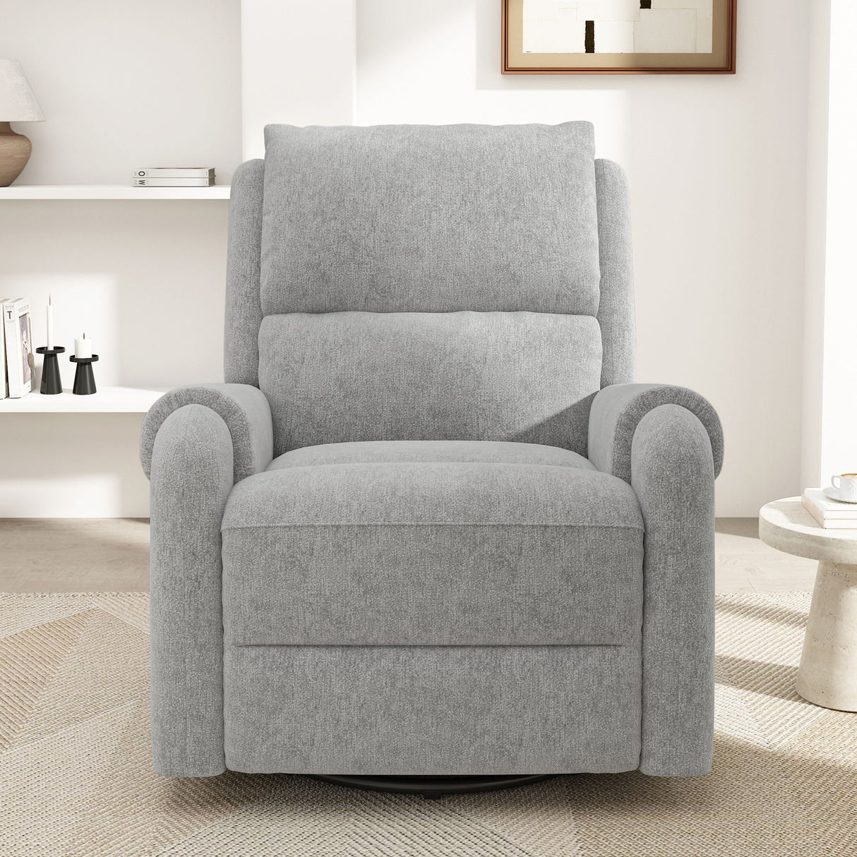 Manual Recliner Massage Chair With Swivel Rocker, 8 Massage Modes, Side Storage Pocket