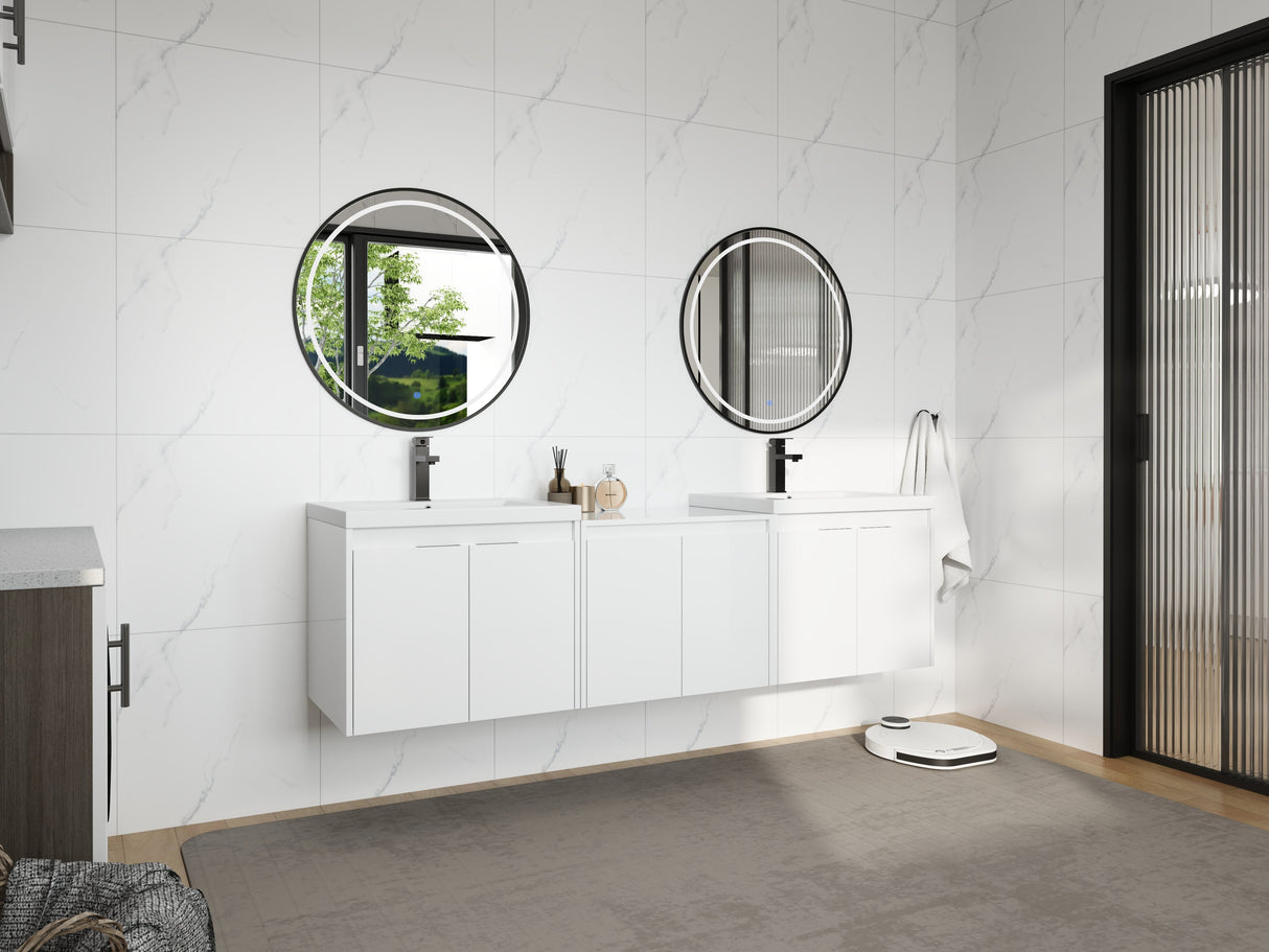 72" Bathroom Vanity With Resin Sink, Soft Close Doors and 1-Side Cabinet