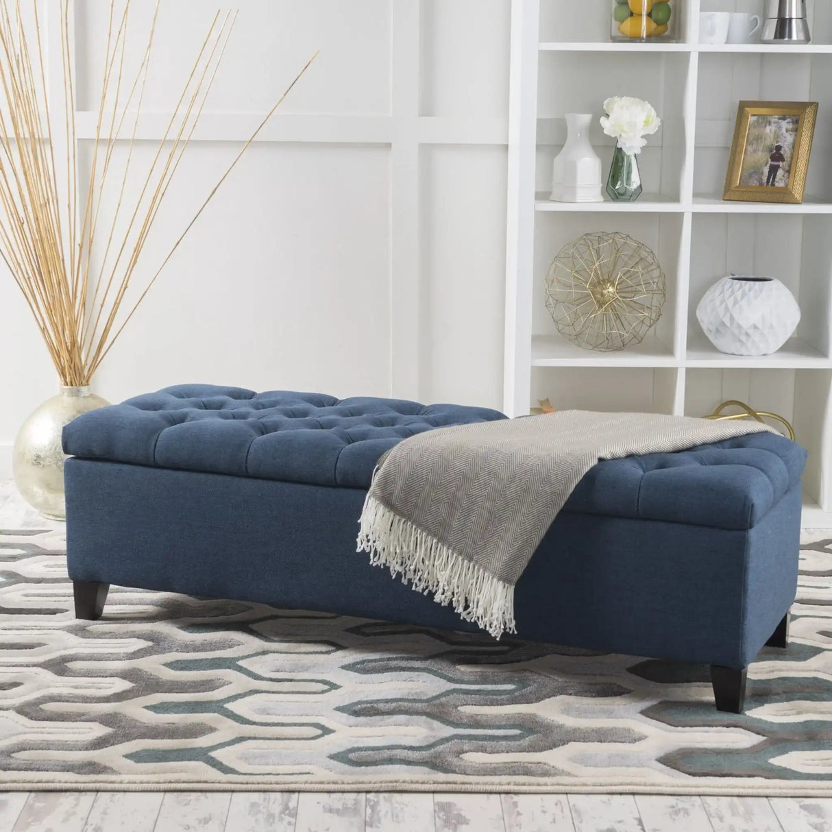 Glouster Contemporary Storage Ottoman With Button Tufted Design