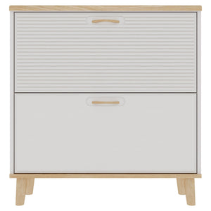 Narrow - Entryway Shoe Storage Cabinet With 2 Flip Drawers Legs - Natural / White