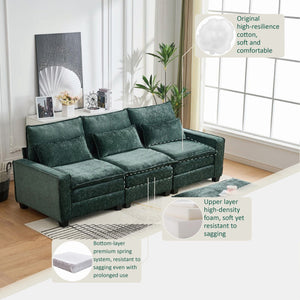 Modern Comfy L Shaped Sectional Sofa With Movable Ottoman