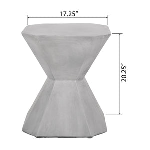 Modern Outdoor Lightweight Concrete Side Table in Natural Color