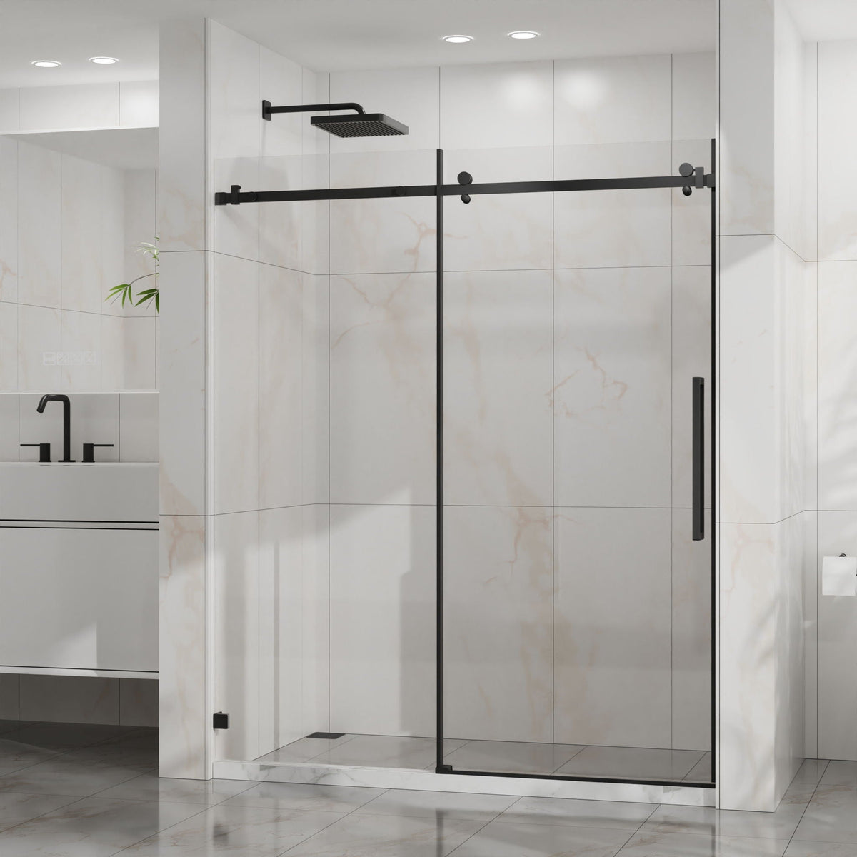 Frameless Tub Sliding Shower Door With Easy Clean Coating