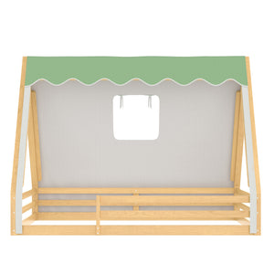 Full Size House Floor Bed with Tent and Light