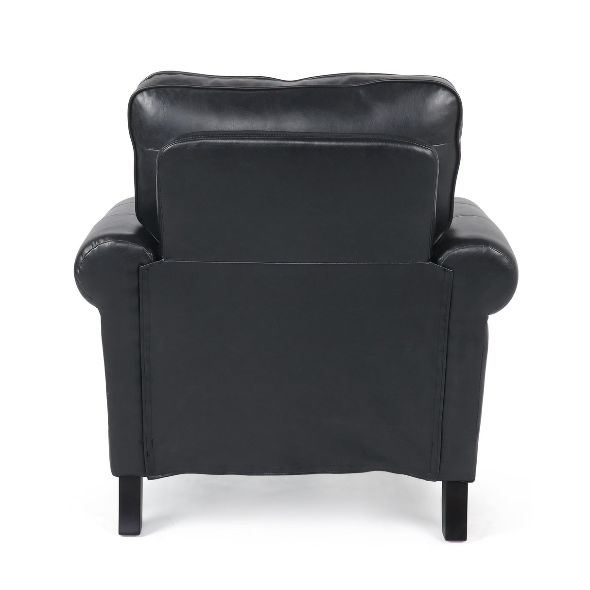 Contemporary Black PU Club Chair with Nailhead Trim and Rolled Armrests