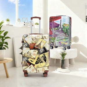 3-Piece Spinner Wheel Luggage Set with Waterproof Polycarbonate Shell - Black Vintage