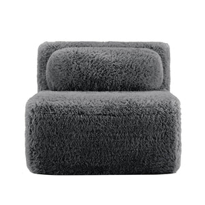 Aviana Armless Sofa with Pillow Plush Fabric - Dark