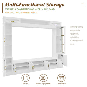 Wall Unit Entertainment Center With Bookshelves For TVs Up To 80"