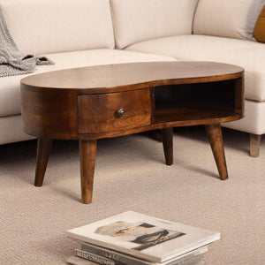 Solid Wood Mini Chestnut Wave Coffee Table