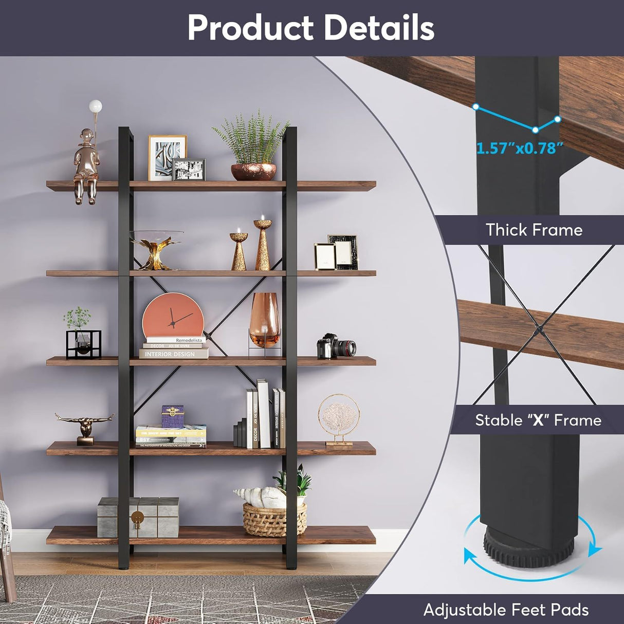 5 Tier Bookshelf For Home