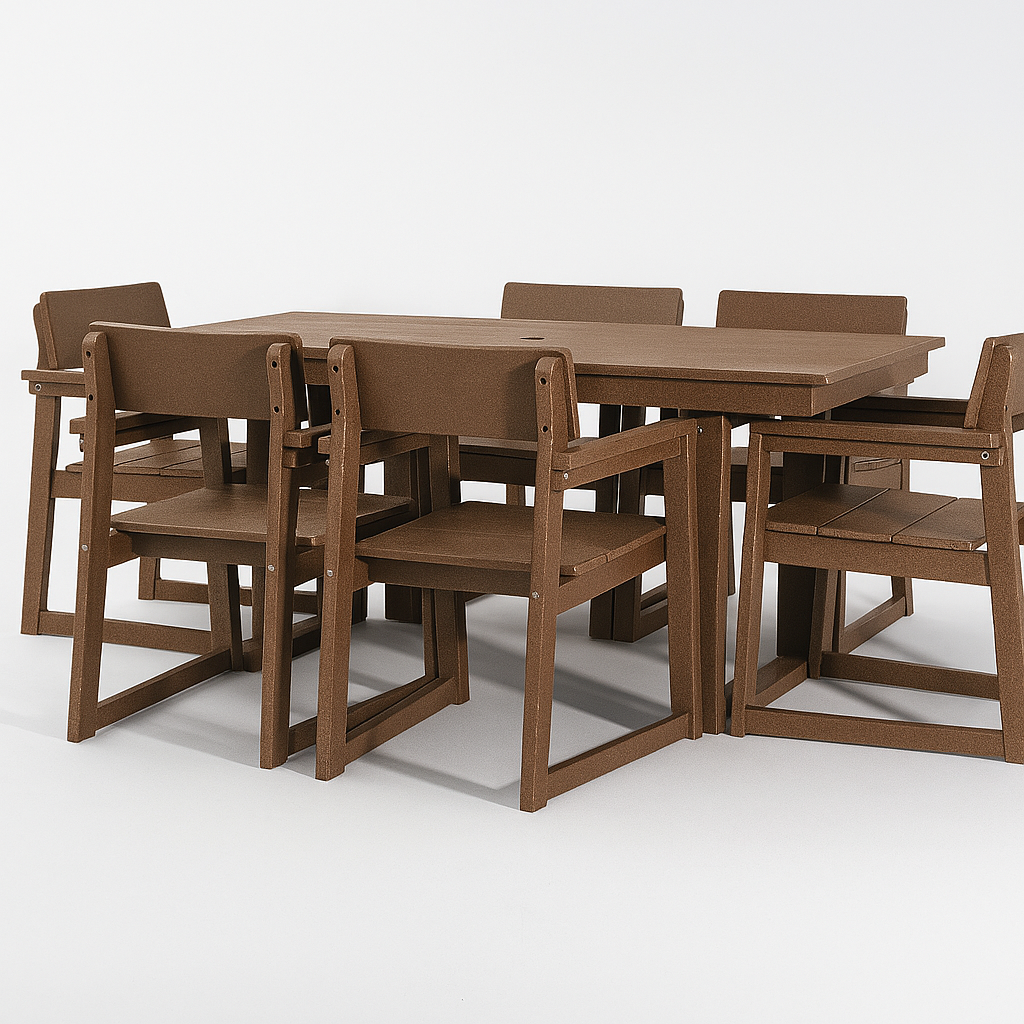 7-Piece HDPE Outdoor Dining Set for 6 – Brown